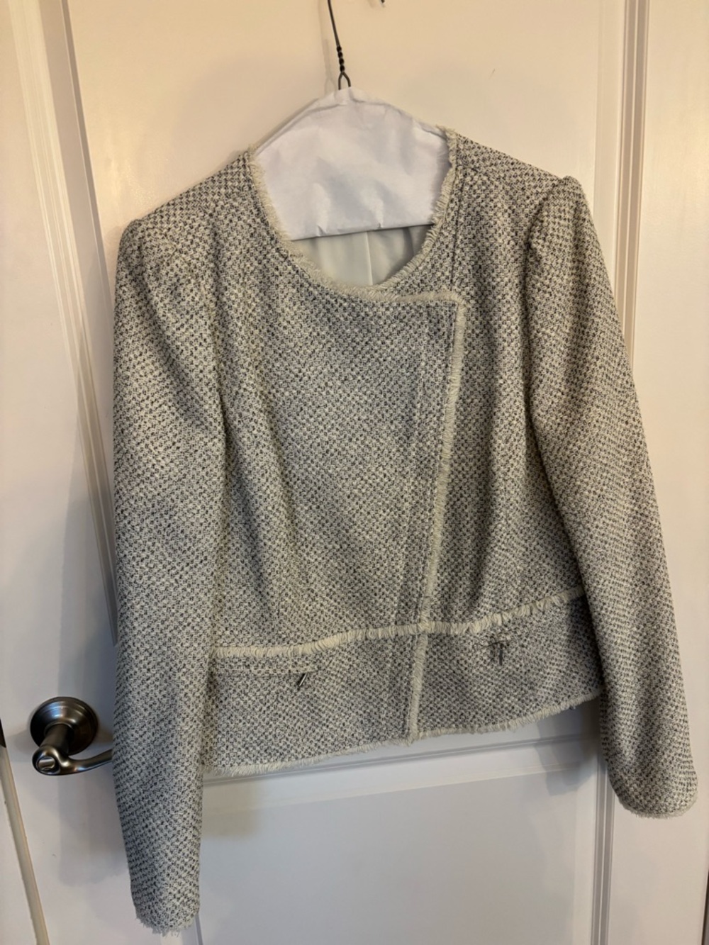 White House Black Market Cream and Gray Tweed Jacket